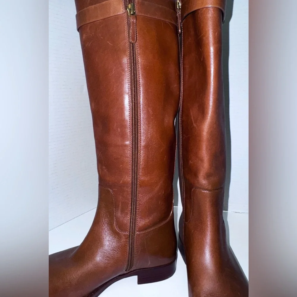 Tory Burch Everly Strap Sierra Brown Tall Riding Boots 5.5